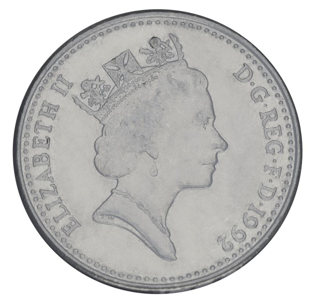 Коллекционная монета Великобритания 10 пенсов 1992 F-VF (М20949)