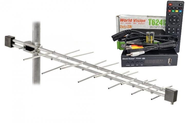 Тюнер World Vision T624D4 IPTV+/антенна наружная Лого