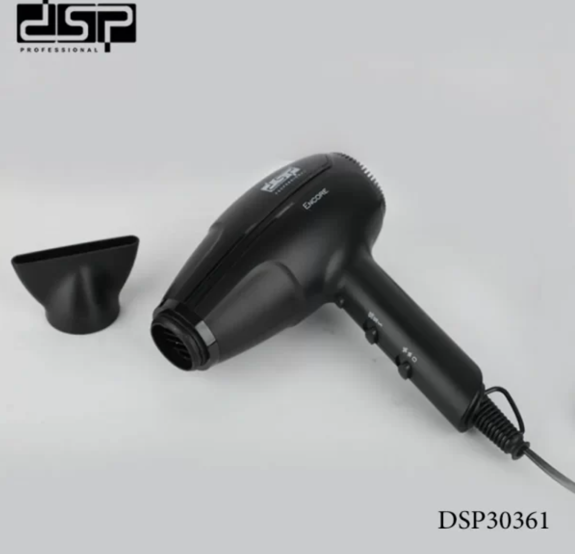 Фен для укладки волос DSP 30361 с концентратором 2000 Вт Черный (23137087) - фото 3 Фен для укладки волос DSP 30361 с концентратором 2000 Вт Черный (23137087) - фото 3