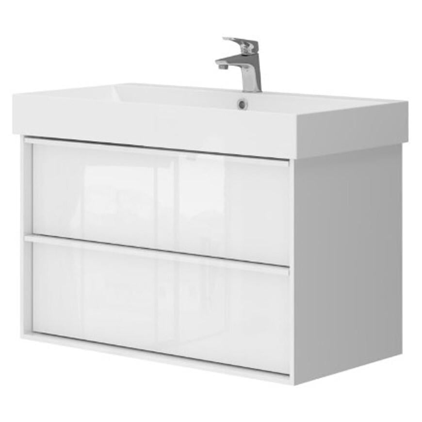 Тумба с умывальником подвесная Devit Quadra 083085W 86,4x60x45 см Белый (176321)