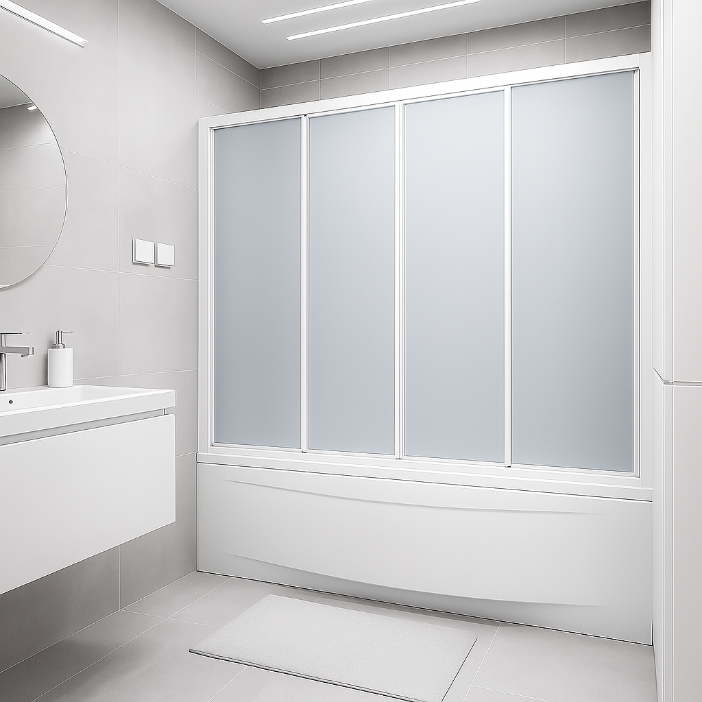 Штора на ванну скляна KO&PO F 140 W розсувні двері матове скло 140х140 см Білий (C15085)