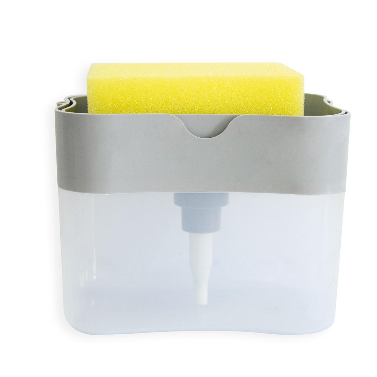 Дозатор для миття посуду Soap pump&sponge натискний 385 мл Сірий (1009775-Gray) - фото 4