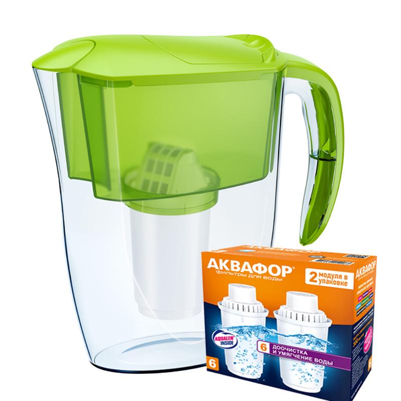 Фильтр-кувшин Аквафор Смайл жесткость с двумя картриджами В6 Лимонный (1702351947)