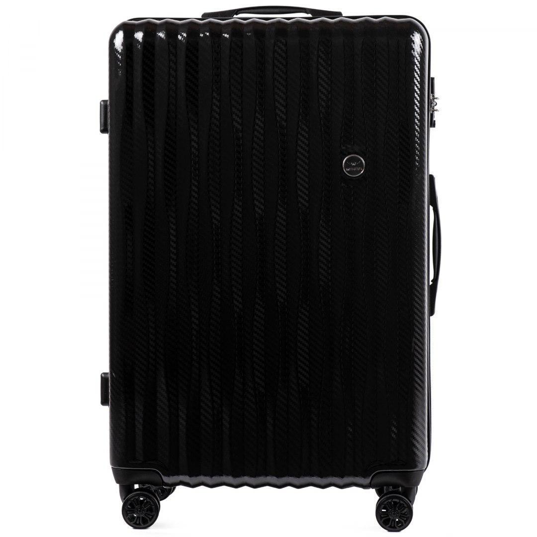 Валіза Wings PC5223 полікарбонатна велика 83 л на 4 здвоєних колесах Чорний