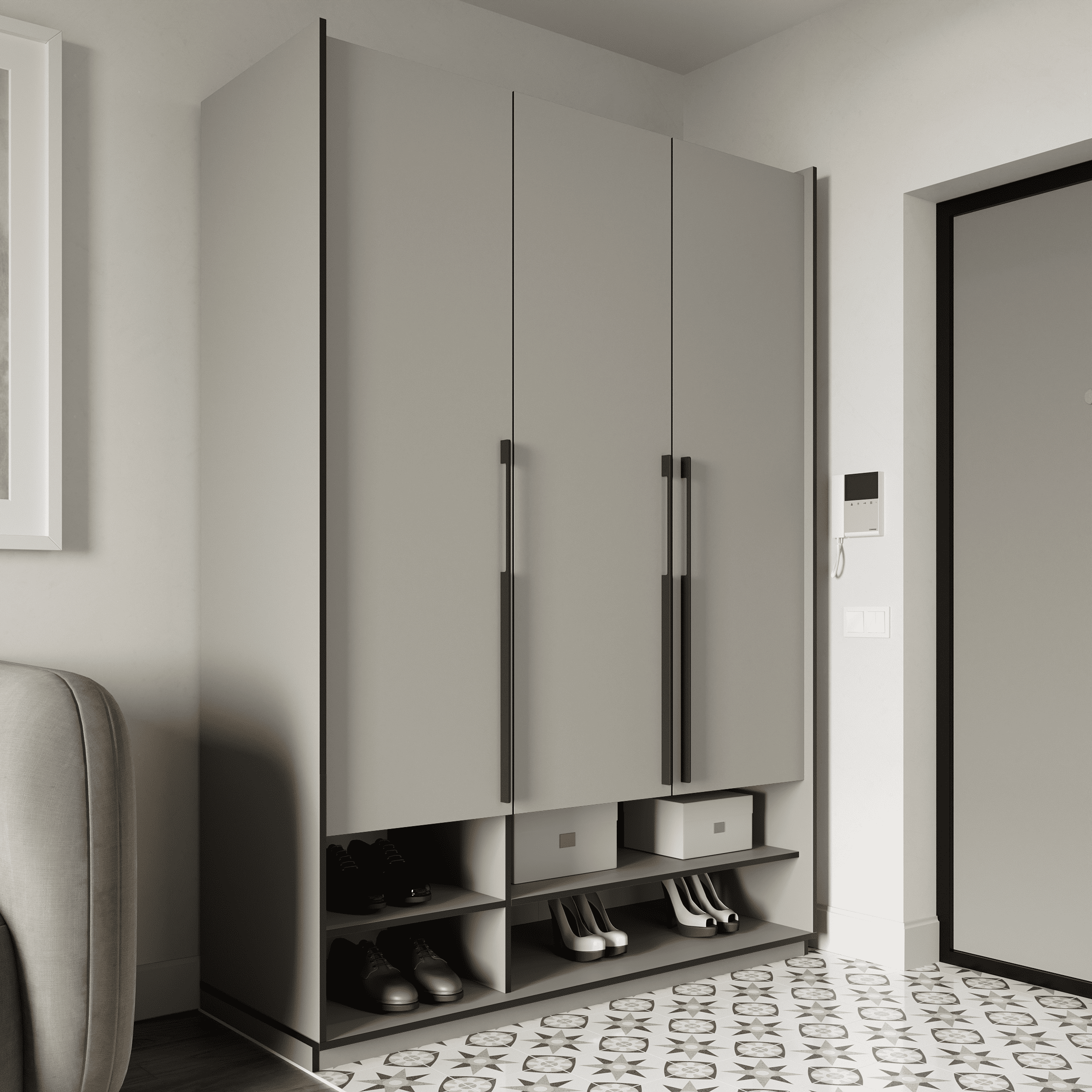 Шафа розпашна Moreli R-0006 на 3 двері зі штангою/полками Кашемір