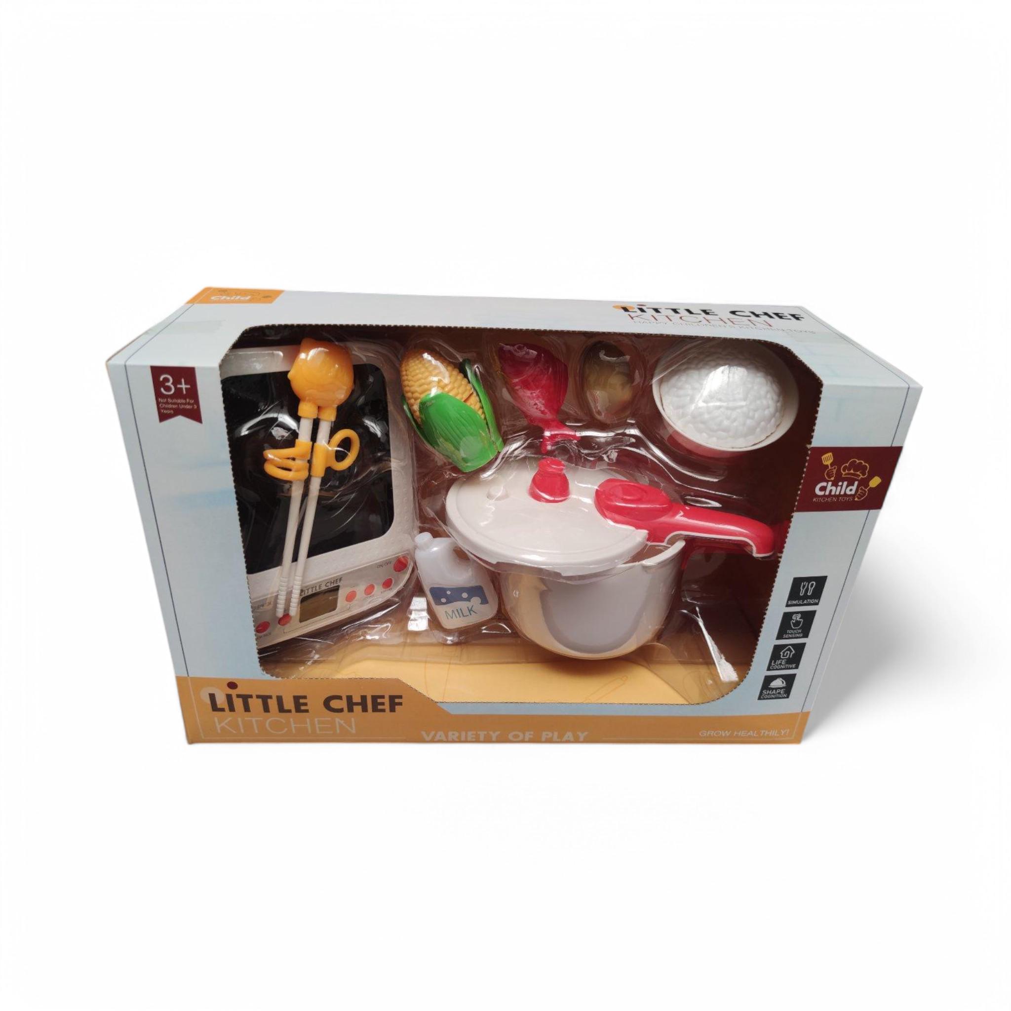 Игровой набор Child Kitchen Toys Little Chef Плитка с посудкой продукты на липучках световые/звуковые эффекты 9 элементов (G_BC9008)