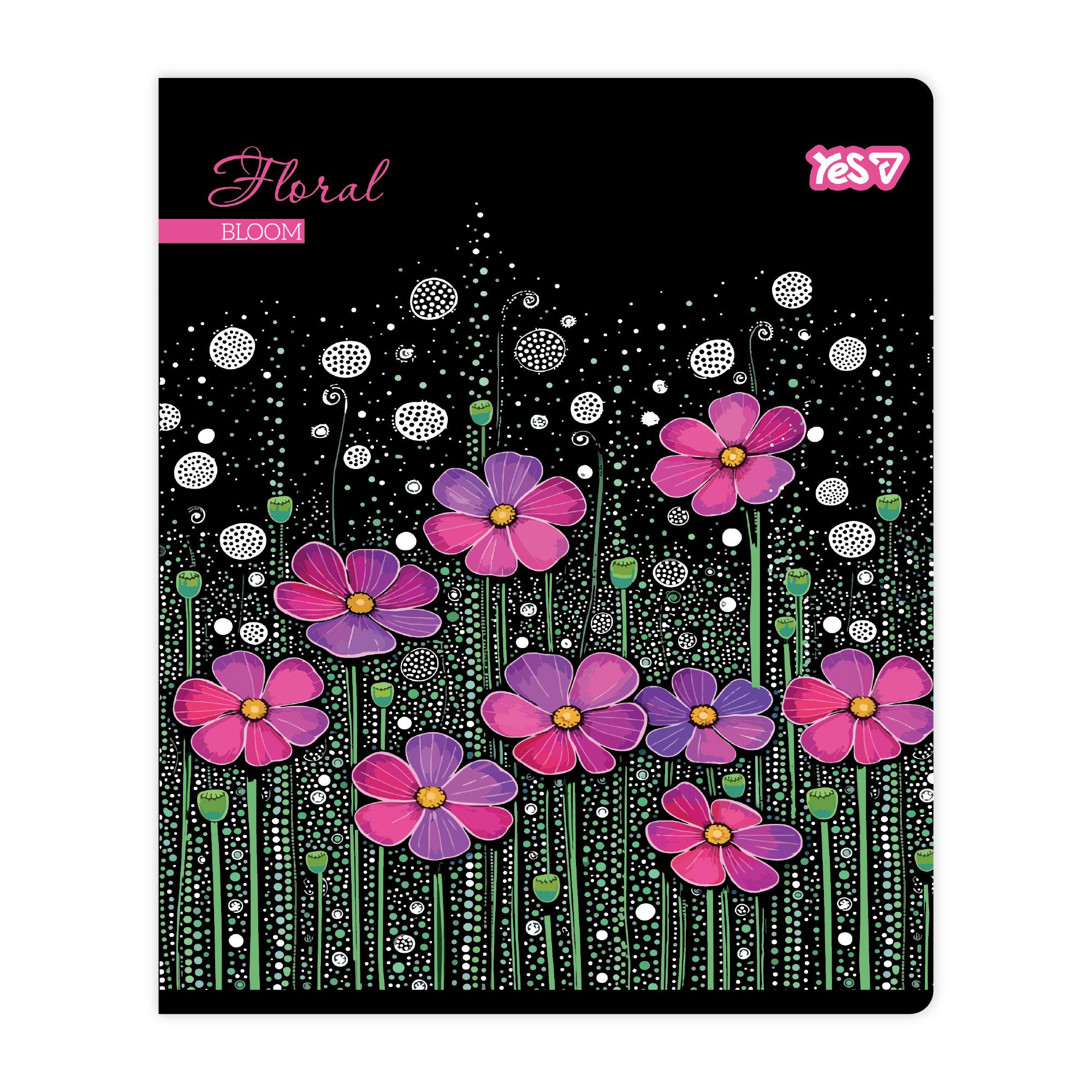 Зошит шкільний YES Floral Bloom клітинка 48 арк. (768594)