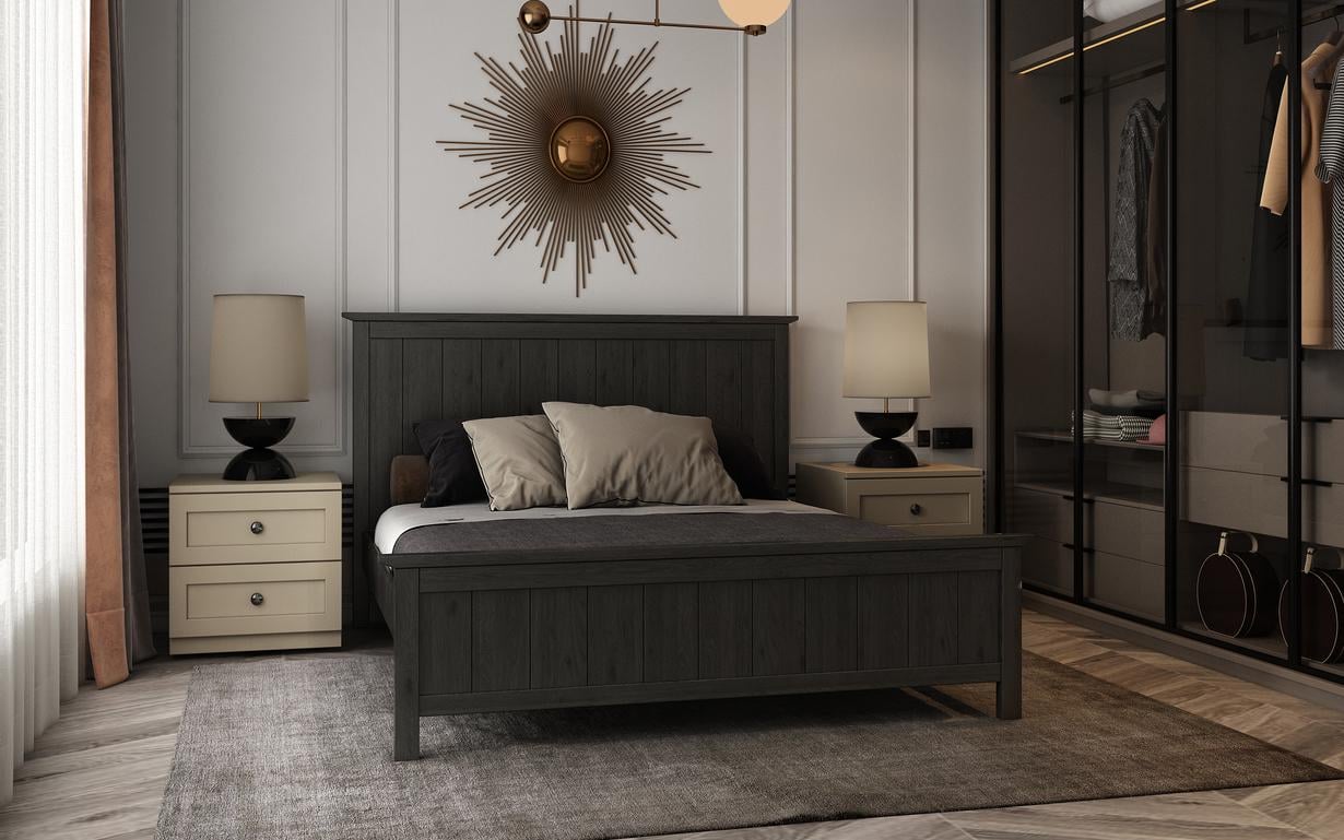 Ліжко двоспальне STEMMA Тріумф натуральне дерево сосна 160x200 см Венге (52250)