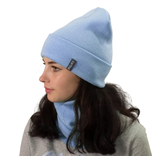 Комплект женский демисезонный шапка со снудом One Size Голубой (28524200)