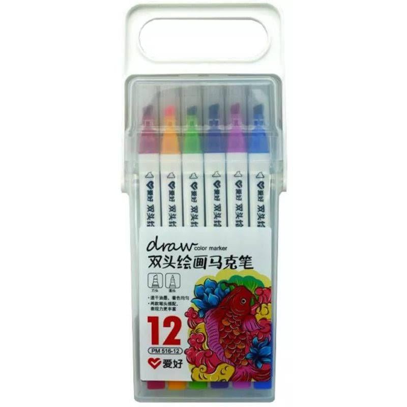 Маркер для творчества двойной AIHAO 12 цветов Голубой (MAH-AH516-12)