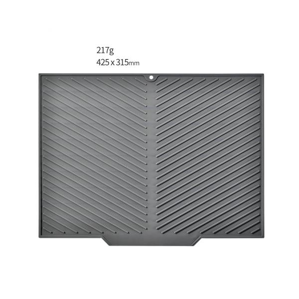 Коврик для сушки посуды силиконовый Серый ливень посередине 42,5х31,5 см (37296)