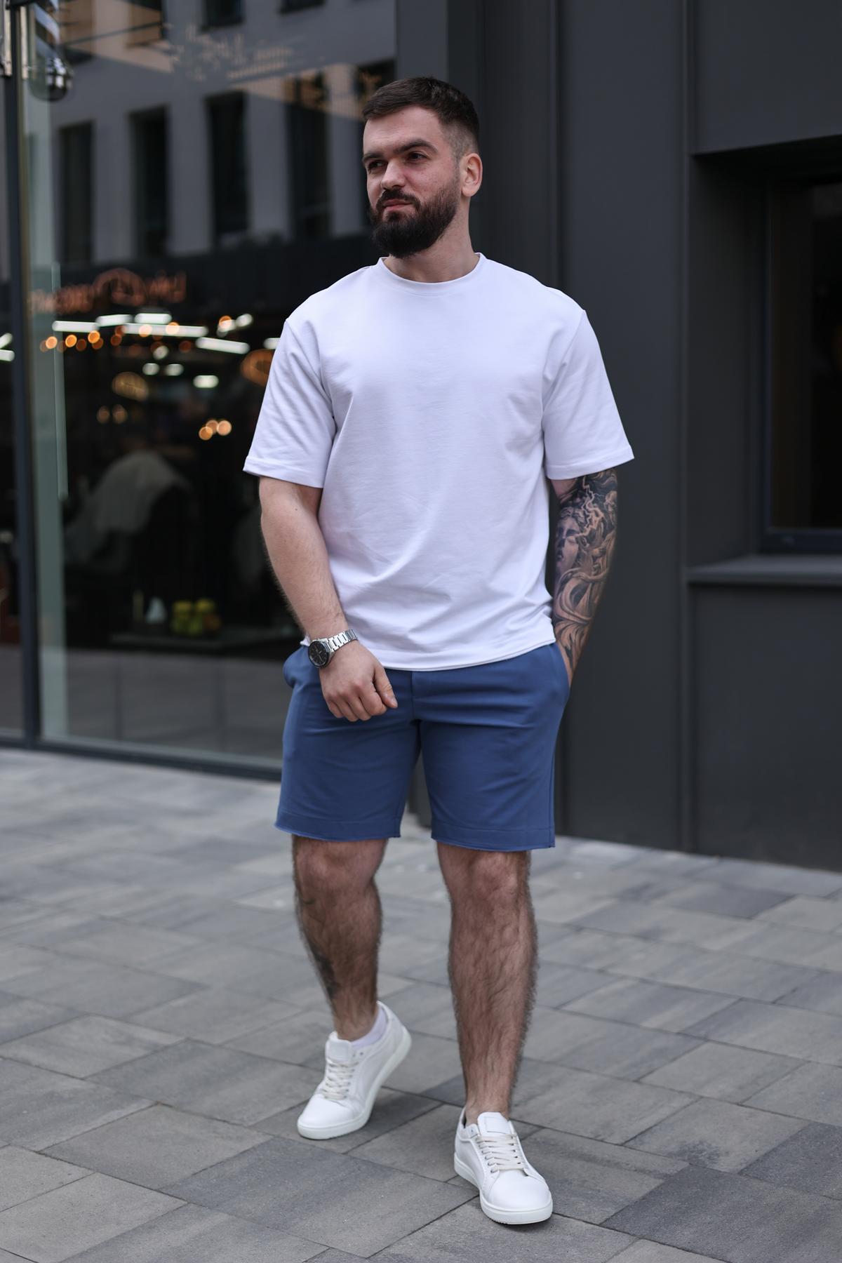 Комплект мужской летний BREEZE оверсайз 4XL Бело-синий (1576420348/6/7)