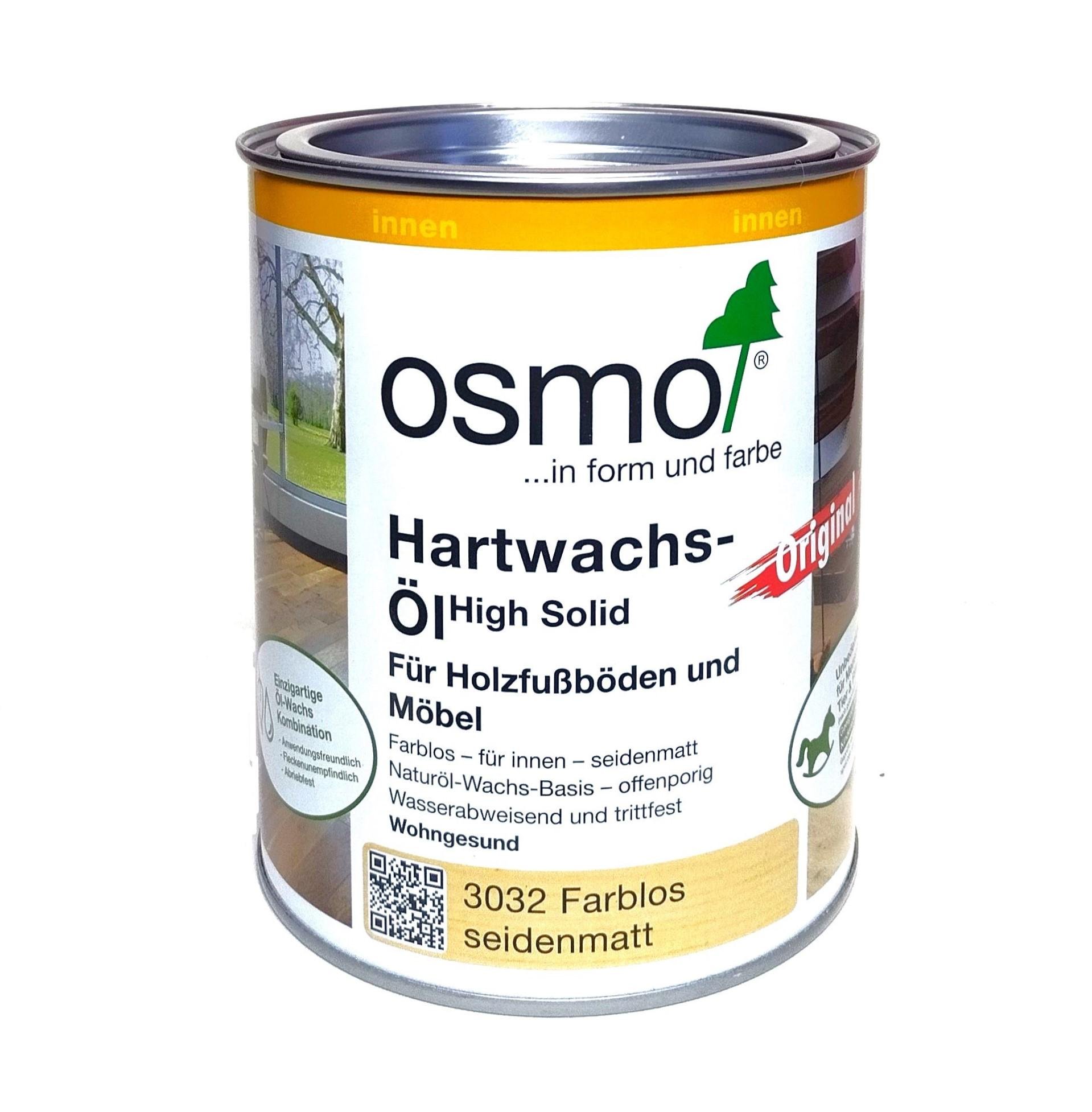 Олія із твердим воском Osmo Hartwachs-Öl Original для підлоги з дерева/паркету/меблів 0,75 л Безбарвний шовковисто-матовий (3032) - фото 1