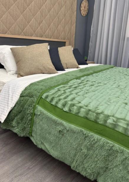 Покривало велсофт в смужку 220х250 см Салатовий (87-103) - фото 5 Покривало велсофт в смужку 220х250 см Салатовий (87-103) - фото 5