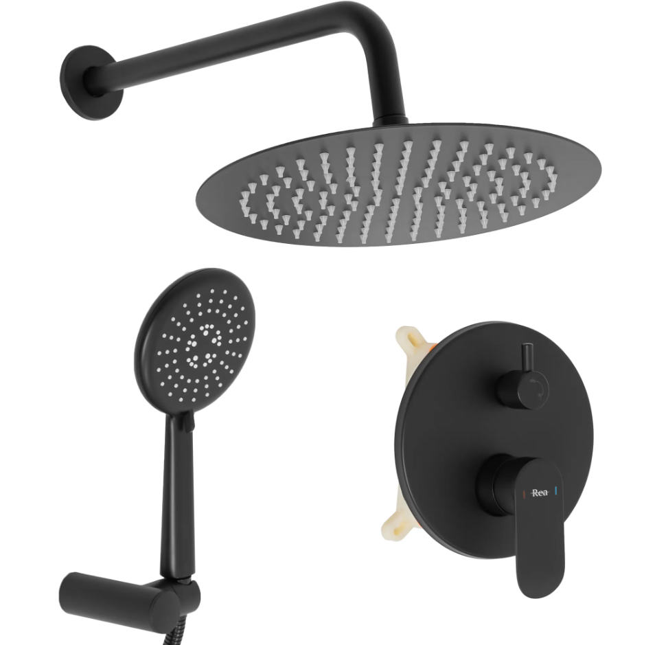 Душевой гарнитур скрытого монтажа Rea HYPER BOX Black matt (REA-P2002)