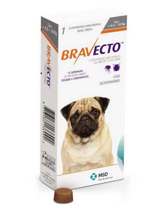 Засіби від бліх і кліщів Бравекто для собак 4,5-10 кг таблетка 250 мг (00000000911)