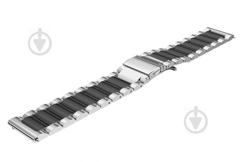 Ремінець BeWatch сталевий 22 мм Duo для Samsung Galaxy Watch 46 mm/Gear 3 Silver Black (1025411)