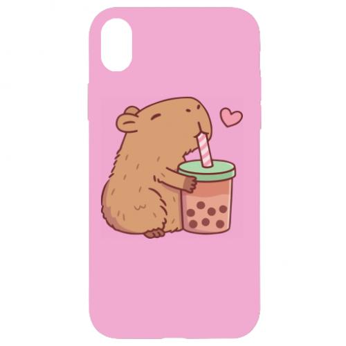Чехол для iPhone XR Boba tea capybara