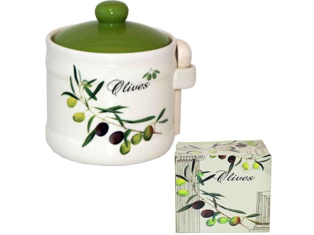 Банка для меда SNT 2370-8 Оливки с деревянной ложкой 420 мл (756538)