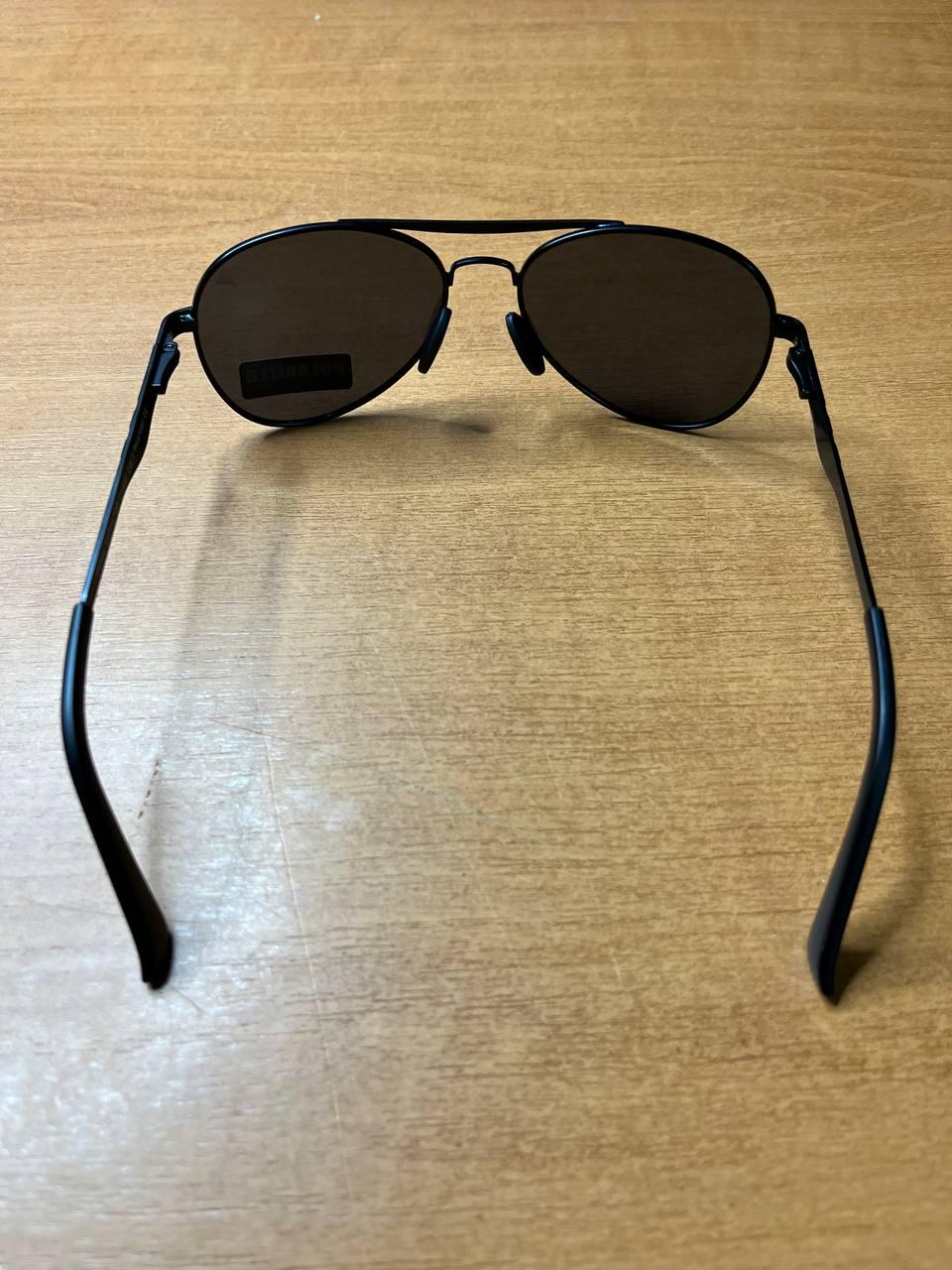 Сонцезахисні окуляри чоловічі Polaroid Aviator Matte Black поляризаційні антиблікові крапля матові димчаті (6de07a53) - фото 7