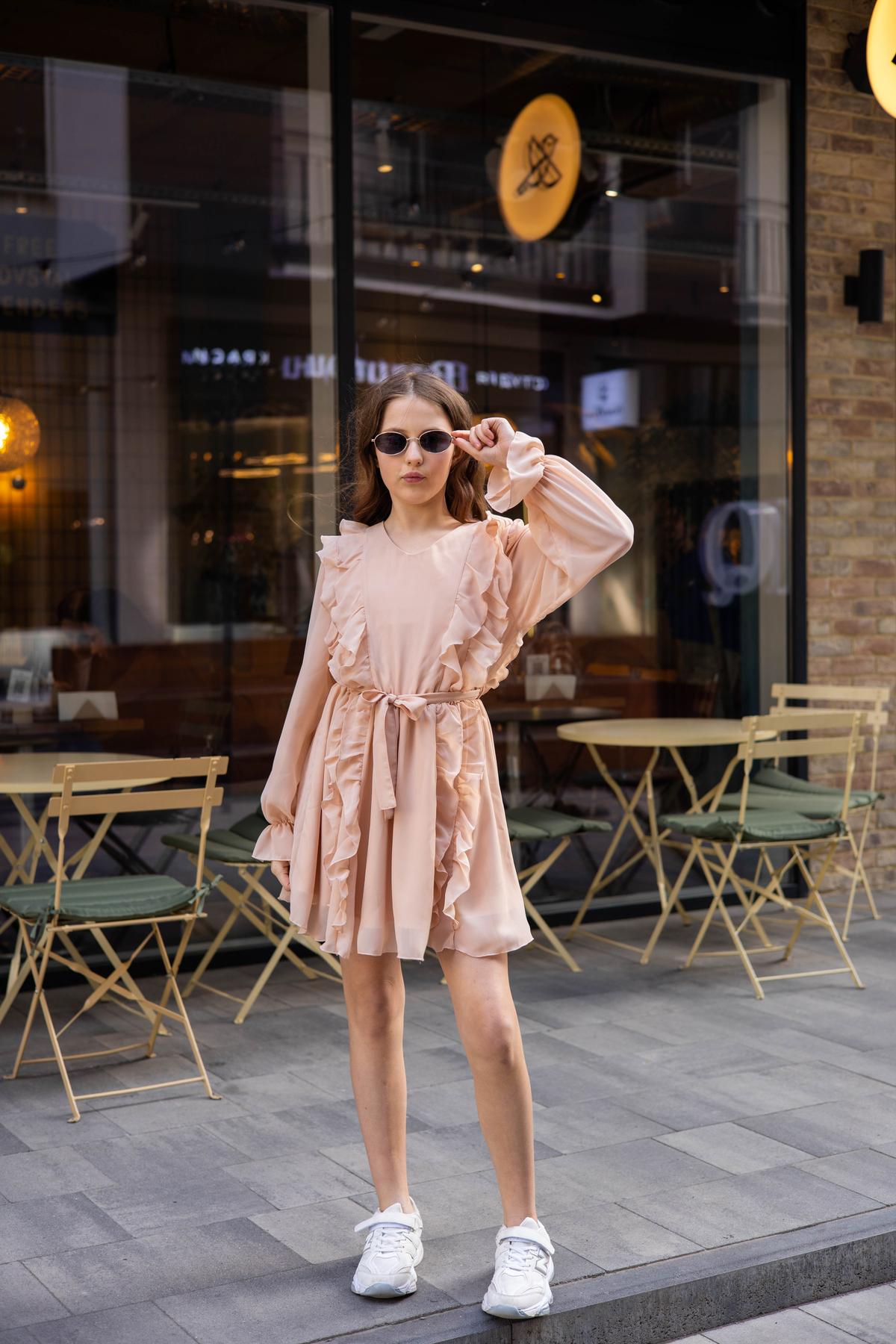 Сукня шифонова підліткова IRmAS 1265 146 см Бежевий - фото 3 Сукня шифонова підліткова IRmAS 1265 146 см Бежевий - фото 3