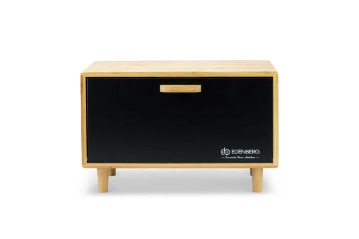 Хлібниця Edenberg EB-124 на ніжках з дерева з відкидною кришкою 36x26x23 см Чорний (2530557719) - фото 3