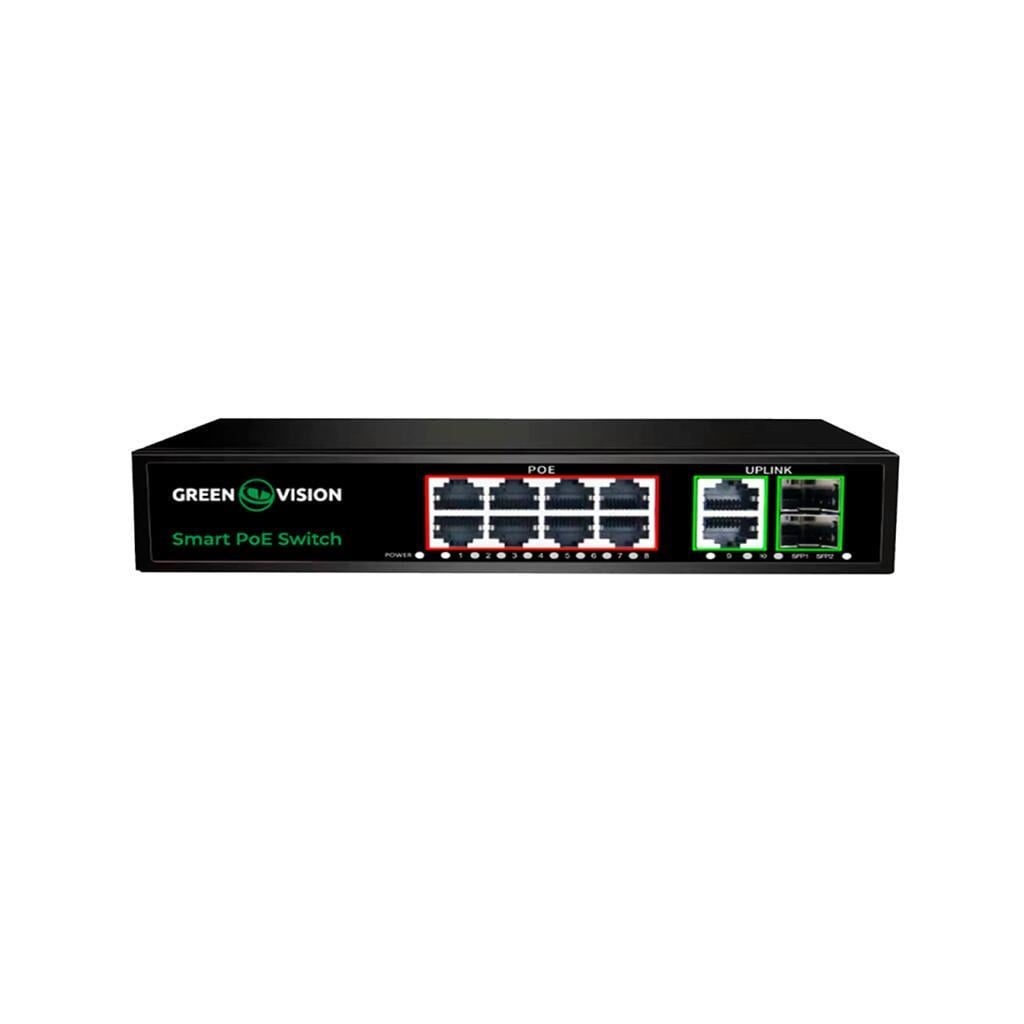 Коммутатор сетевой POE GreenVision GV-021-D-8G+2PG+2SFP