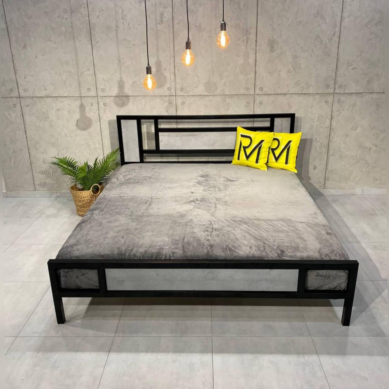 Кровать двуспальная металлическая ADEL с ламелями 160х200 см Индастриал/Черный (000083193)