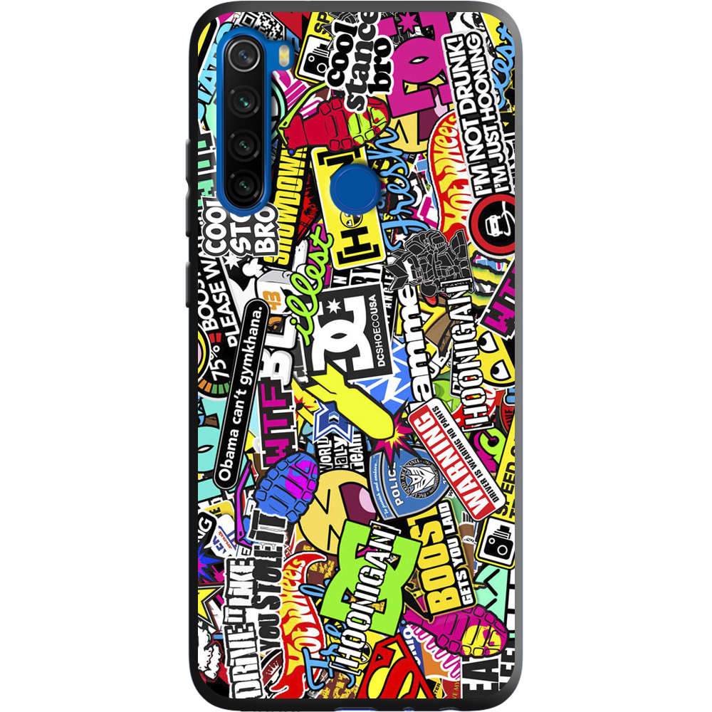 Чехол Boxface Xiaomi Redmi Note 8T Multicolored Inscriptions Черный силикон (38532-up880-38945)