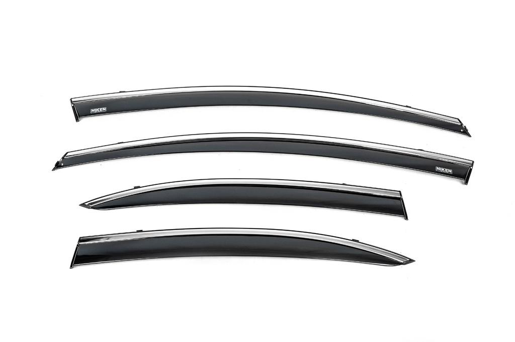Ветровики с хромом Niken для Honda Civic Sedan VIII 2006-2011 гг. поликарбонат Черный