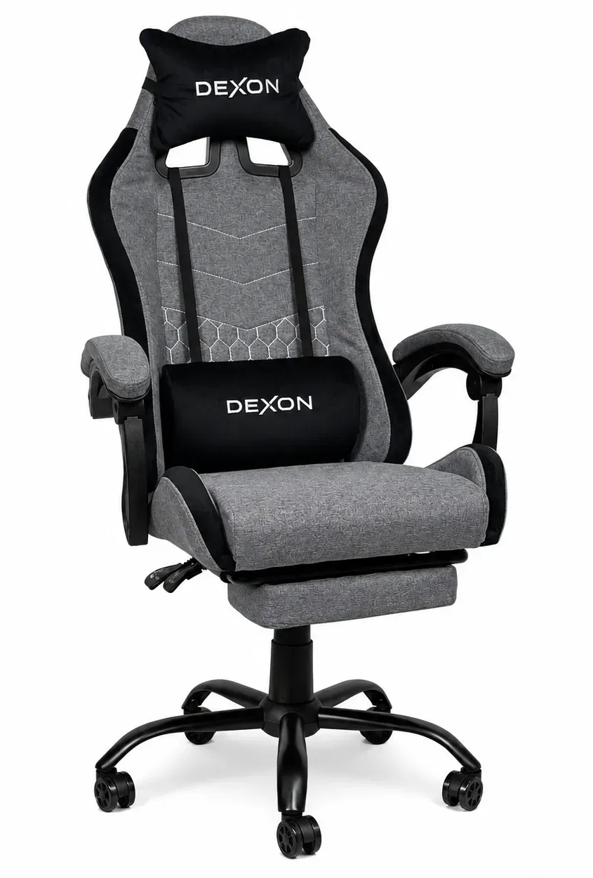 Кресло геймерское с подставкой для ног DEXON ORION X до 135 кг тканевое Светло-серый (DA-DENORG)