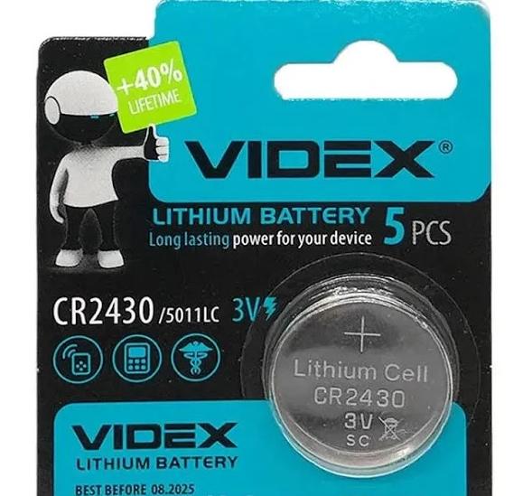 Батарейка щелочная Videx CR2430 lithium 3V Батарейка щелочная Videx CR2430 lithium 3V