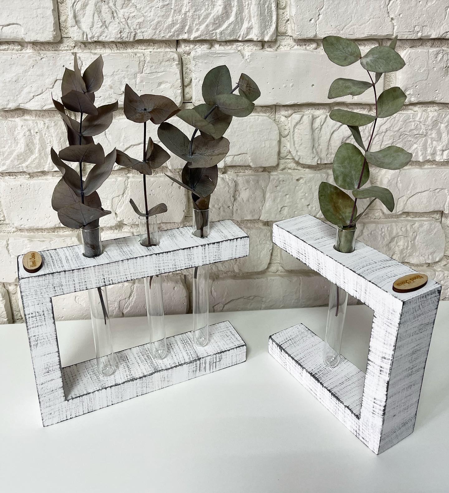 Ваза із пробірками для квітів міні 20х15 3 шт. Біло-сірий - фото 2 Ваза із пробірками для квітів міні 20х15 3 шт. Біло-сірий - фото 2