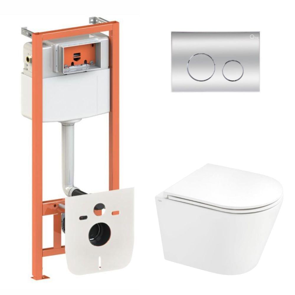 Комплект инсталляции Qtap Nest 4в1 унитаз подвесной Scorpio Ultra Quiet/круглая клавиша Chrome (24141725)