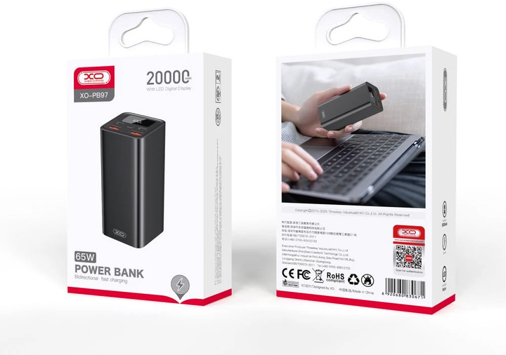 Повербанк XO-PB97 20000 mAh швидка зарядка Чорний (29300) - фото 5 Повербанк XO-PB97 20000 mAh швидка зарядка Чорний (29300) - фото 5