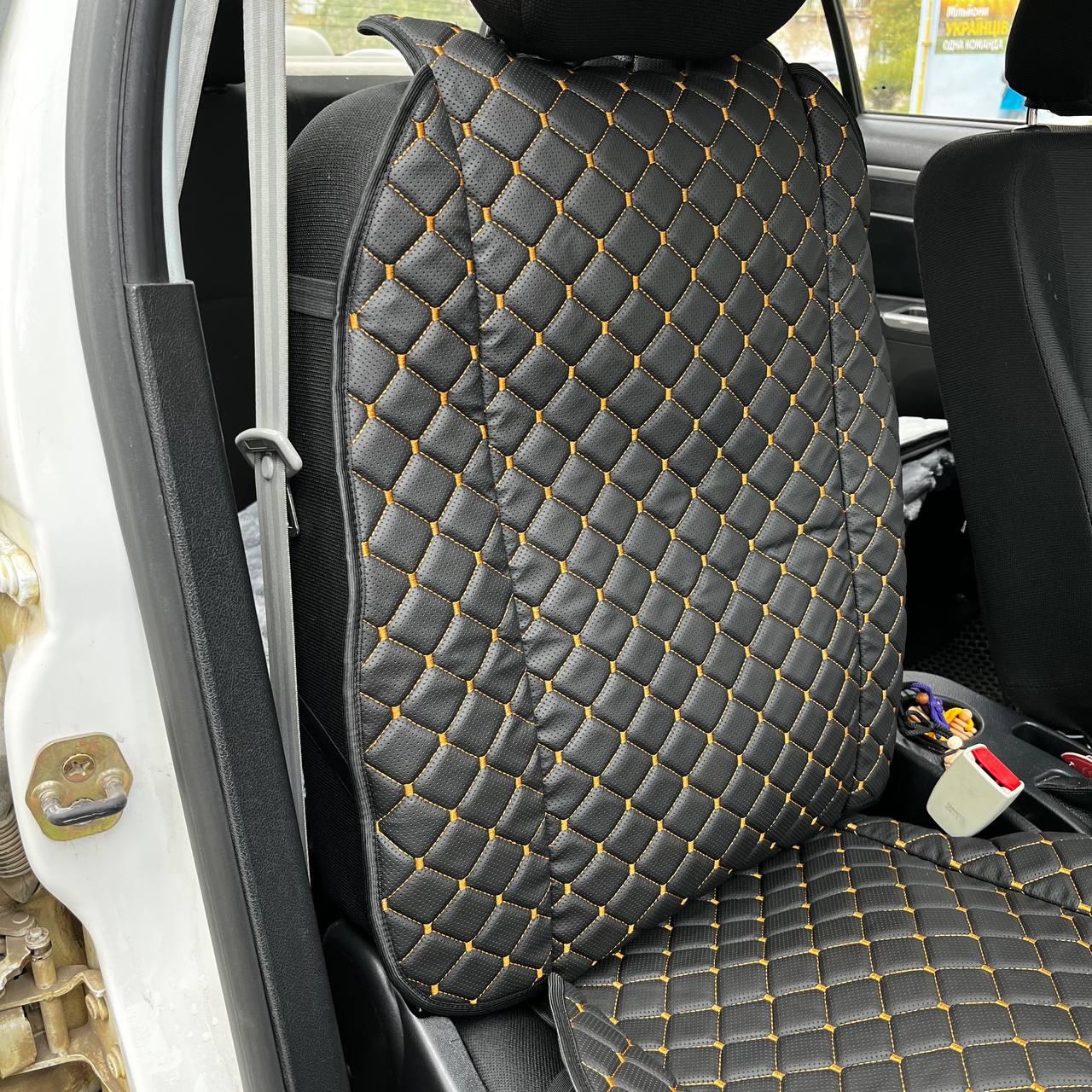 Накидка універсальна на переднє сидіння авто з екошкіри 1 шт. Чорний - фото 2