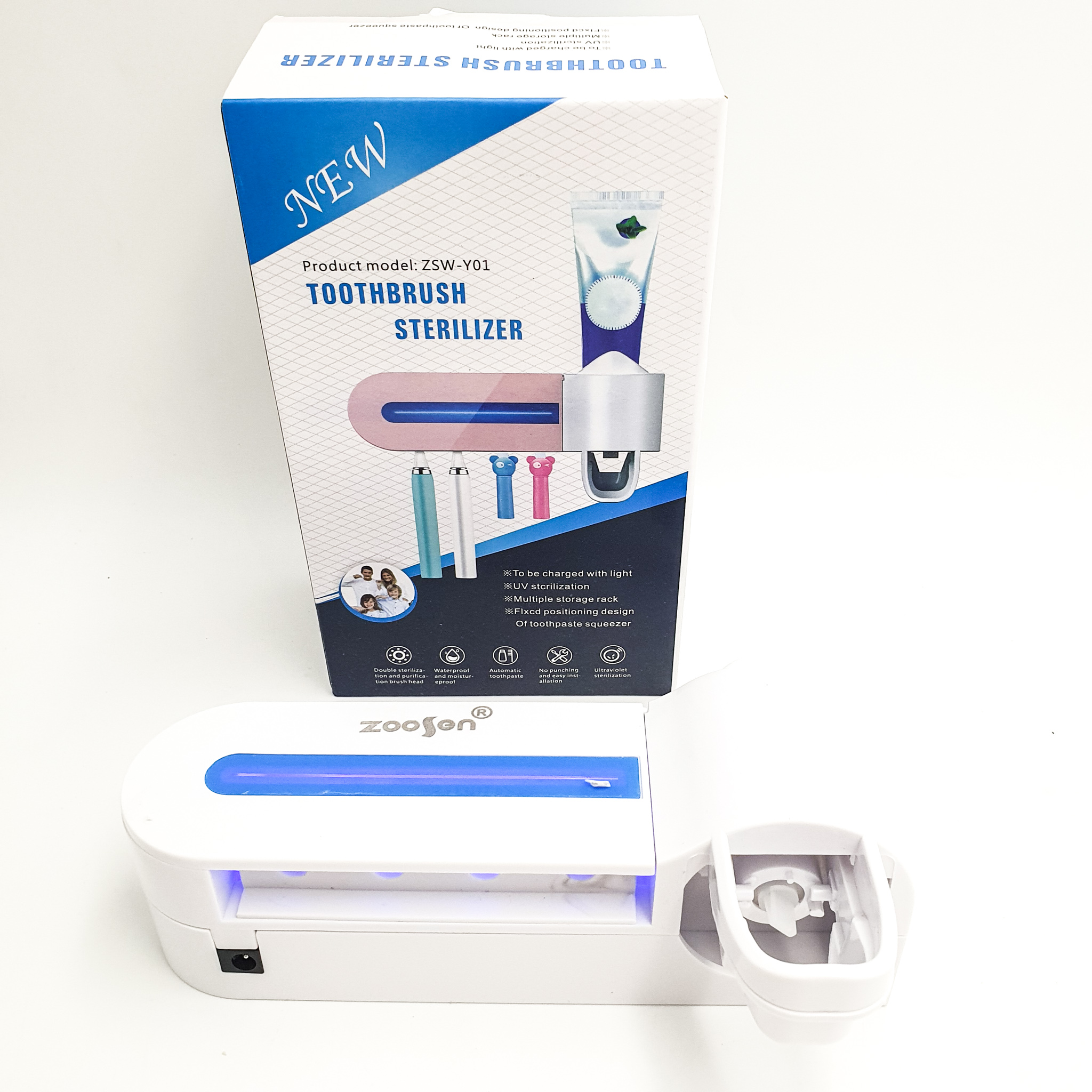 Диспенсер для зубної пасти і утримувач щіток Toothbrush Sterilizer ZSW-YO1 з стерилізатором - фото 7