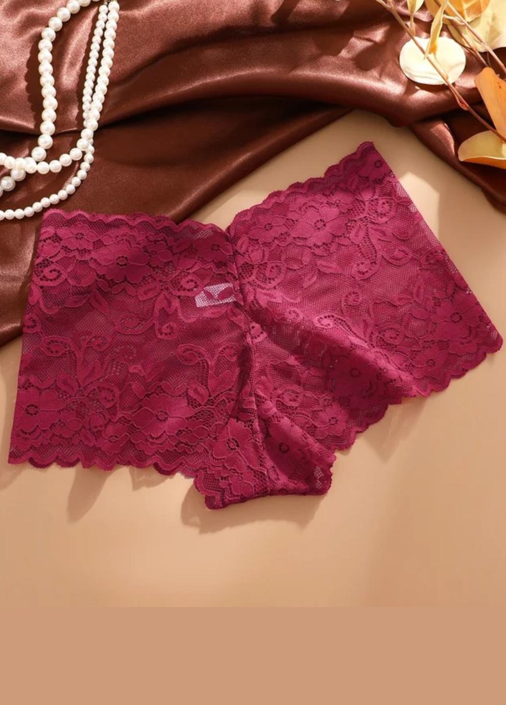 Трусики шортики женские кружевные Perfect Flowers XL Бордовый (1985-48-04) - фото 1