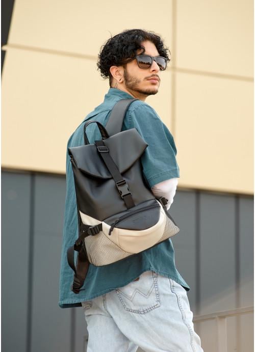 Міський рюкзак чоловічий Sambag з кишенями Чорний з сірим (5010311437)