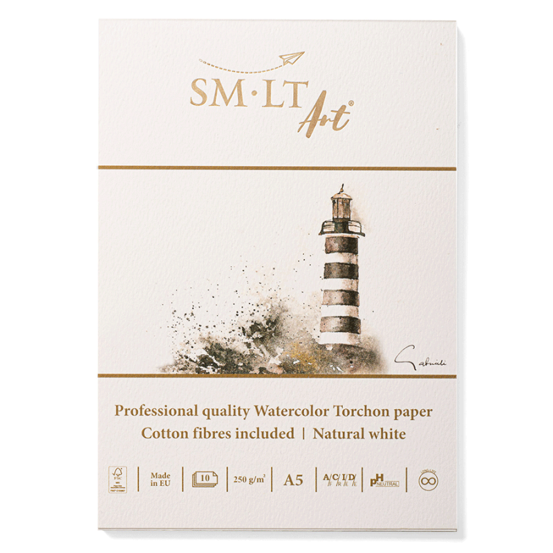 Альбом для акварелі Smiltainis PRO CREATE Torchon склейка 250 г/кв. м 10 арк. А5 Білий (5AS-10 250/PR)