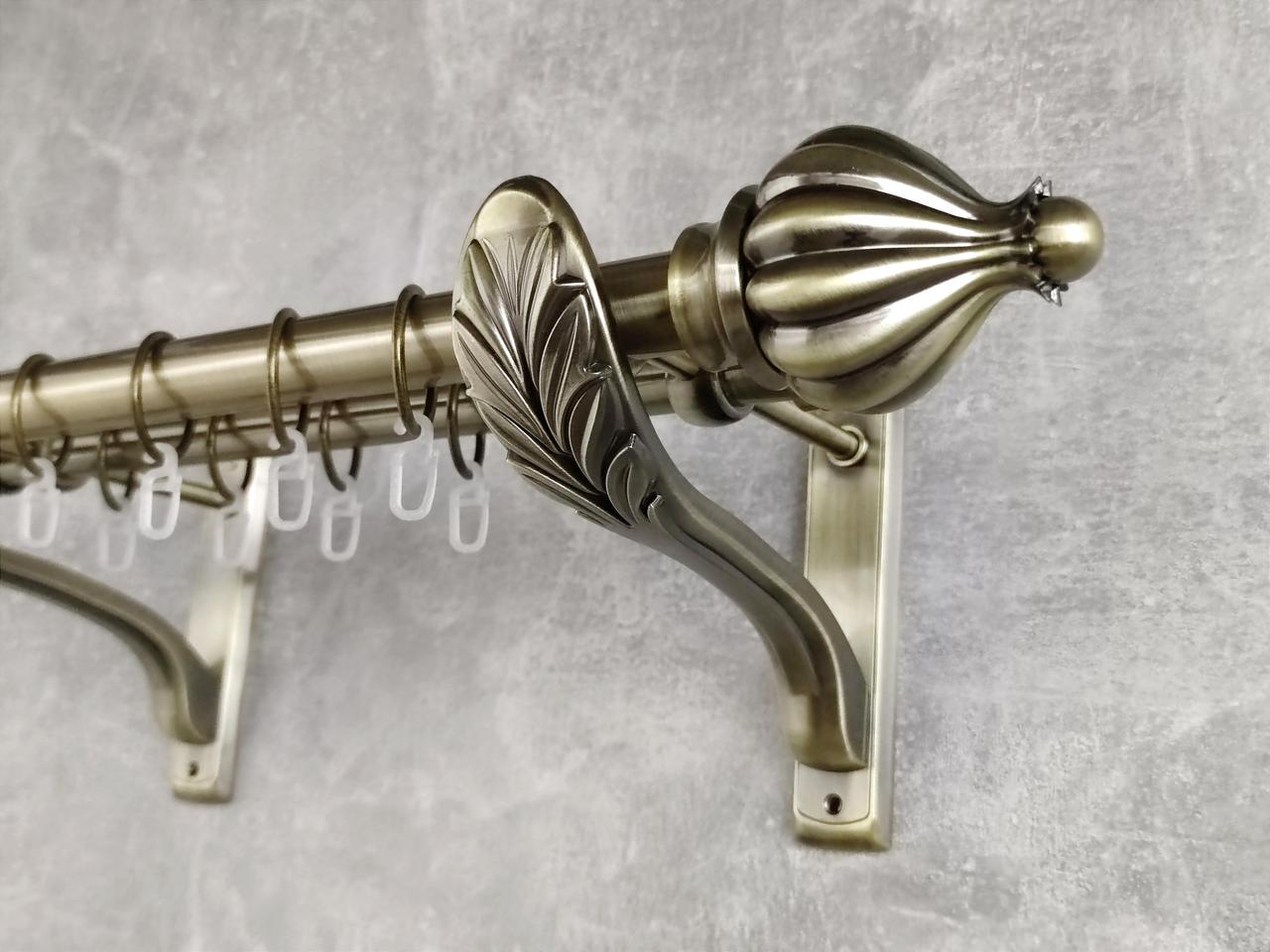 Карниз MStyle металлический для штор двухрядный Таджа 25/19 мм гладкий 240 см Антик (5012066)