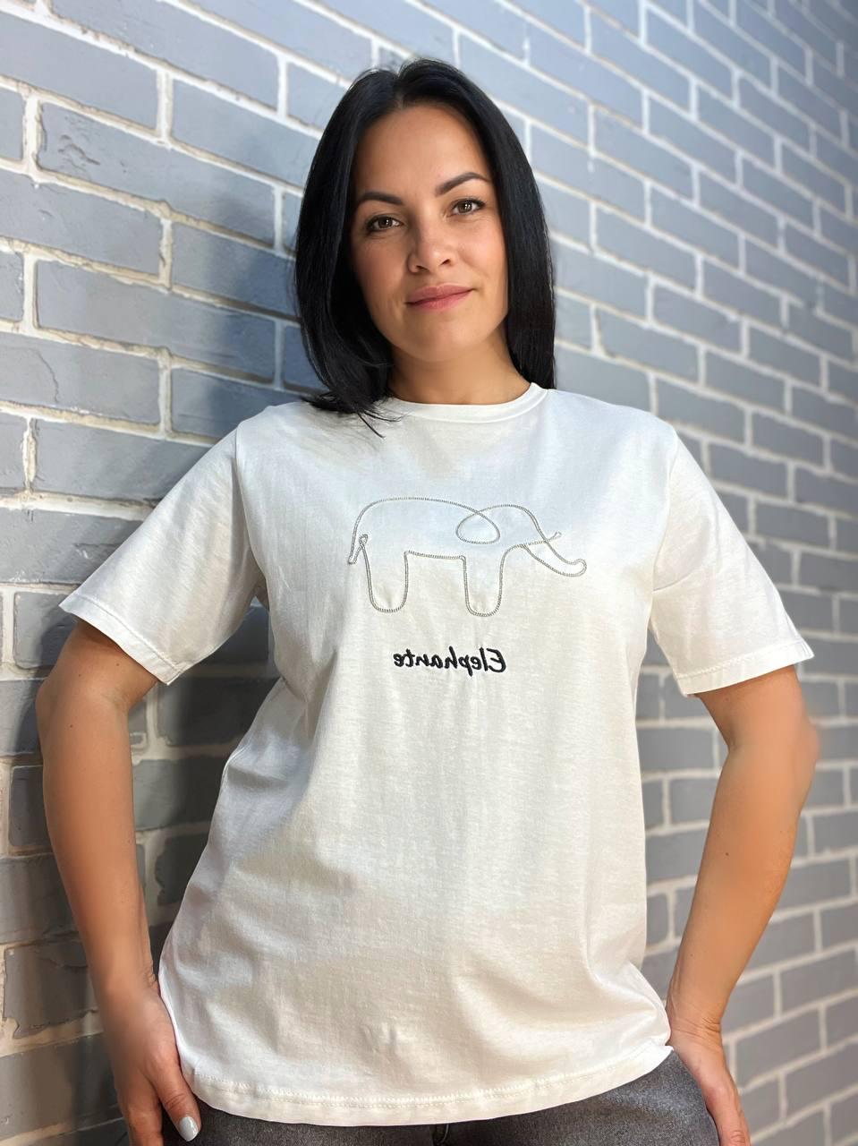 Футболка жіноча PEPPER MINT BX24-001 ланцюжок слоник M Білий (2354)