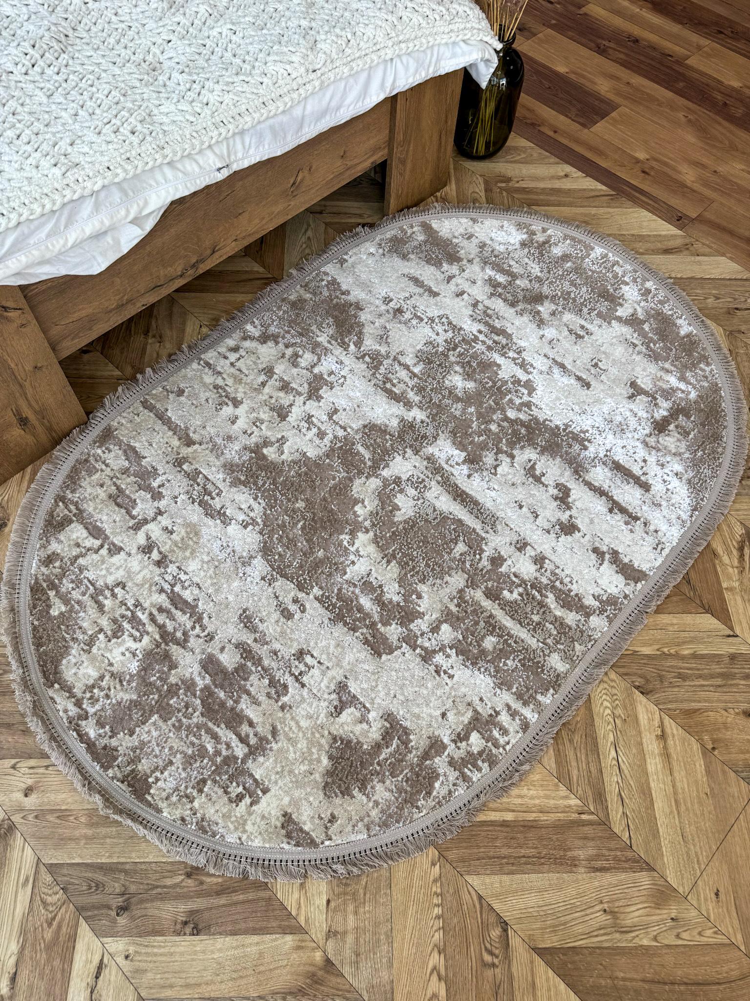 Килим низьковорсовий овальний мармуровий 250х350 см Коричневий