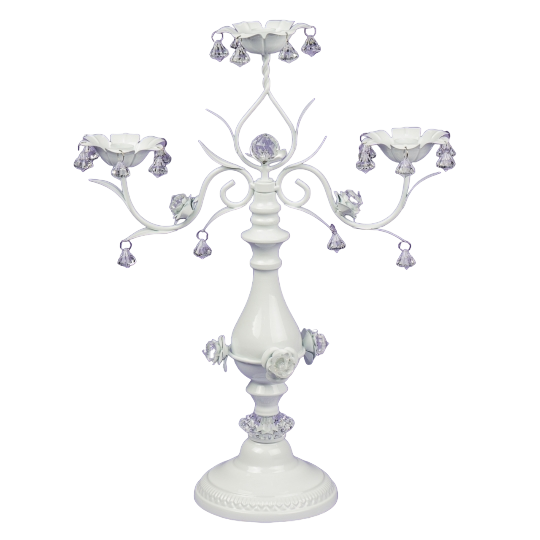 Подсвечник Elisey на 3 свечи с кристаллами 50 см Белый (99-81-2011-007)