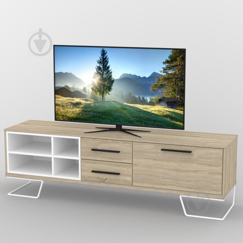 Тумба під телевізор Тиса ТВ-375 Дуб сонмоа Білий