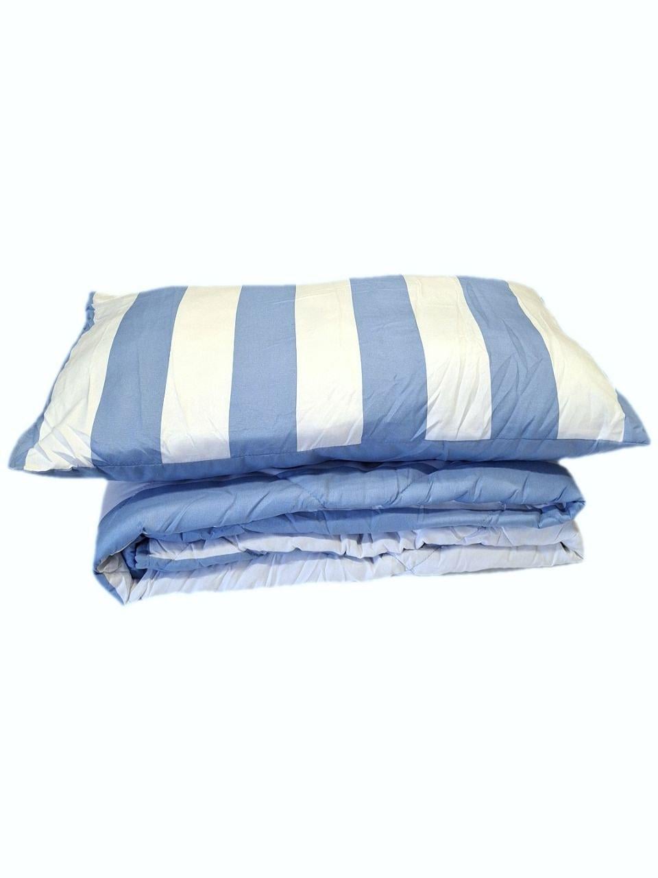 Набор из одеяла и подушки Action Полоски в чехле для переноски Бело-синий (2244)