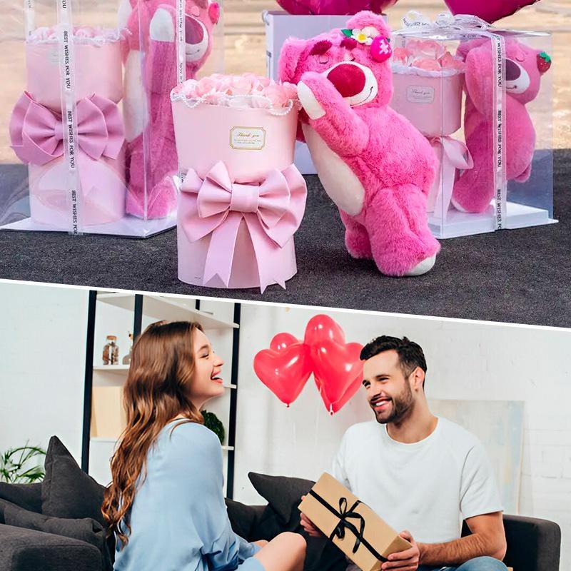 Мягкая игрушка Мишка LED с букетом цветов из мыла - фото 5 Мягкая игрушка Мишка LED с букетом цветов из мыла - фото 5