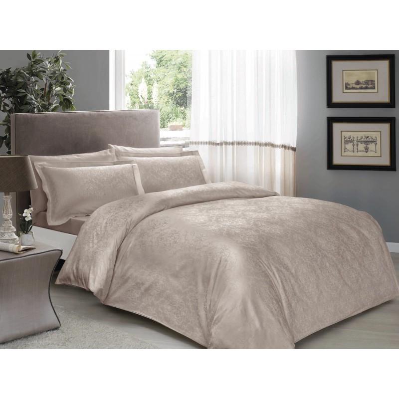 Постельное белье Tac жаккард Daria vizon евро Бежевый (svt-2000022223195)