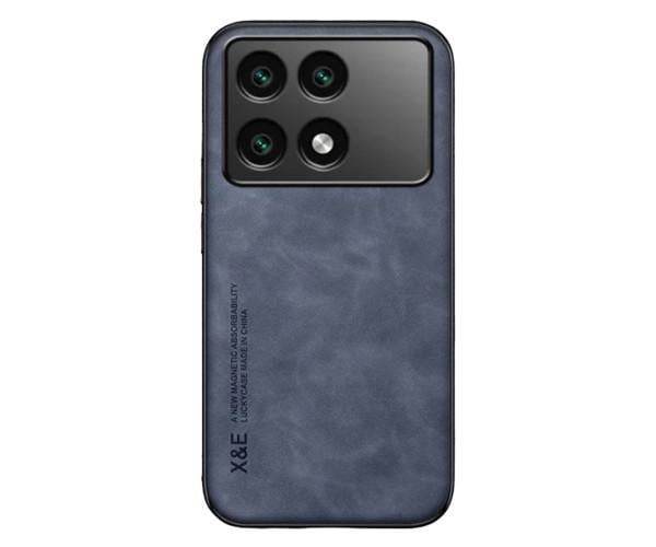 Кожаный чехол - накладка X&E для Xiaomi Poco X6 Pro 5G / Redmi K70E с металлической вставкой Синий