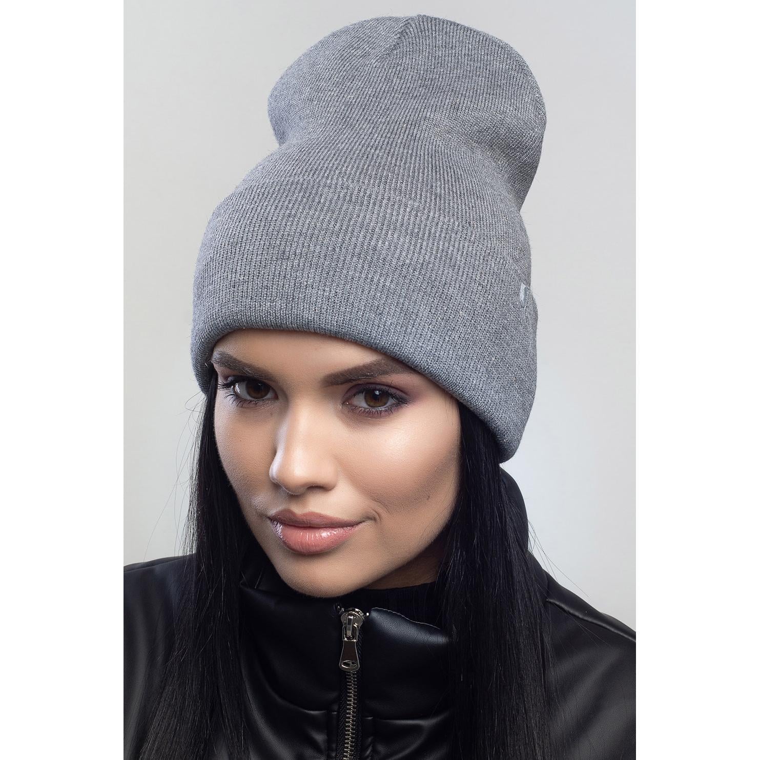 Шапка женская двойная шерстяная Leks Пассаж one size Серый меланжевый